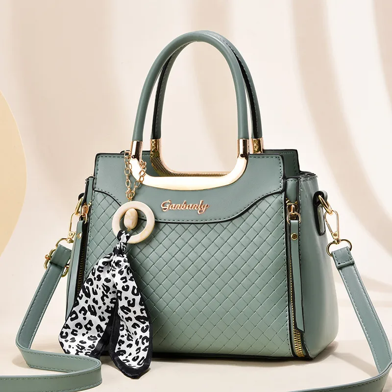 Elegant Large Square PU Leather Tote Bag For Women With Zipper Closure