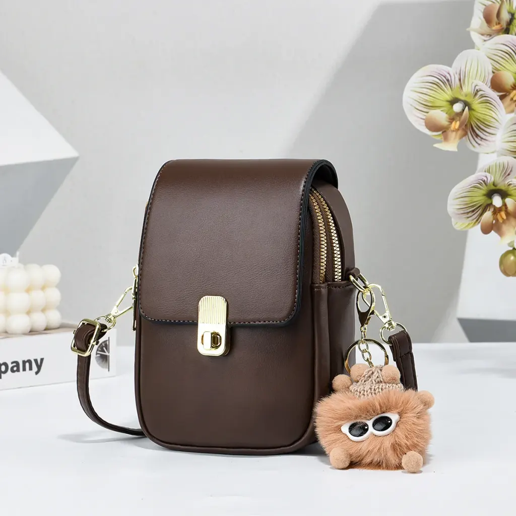 Solid Color Square PU Leather Crossbody Bag For Women With Sewing Thread Detail