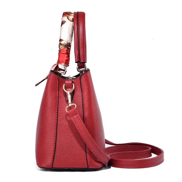 Classic Style Large Solid Color Women’s PU Leather Tote Bag With Zipper Closure