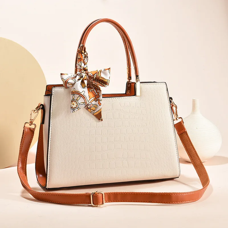 Multicolor Square PU Tote Bag For Women With Single Shoulder Strap
