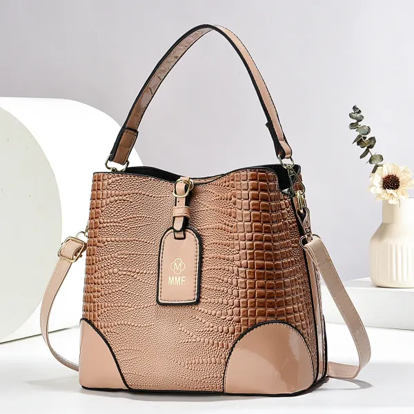 PU Crocodile Bucket Bag For Women With Single Shoulder Strap, Stylish And Durable