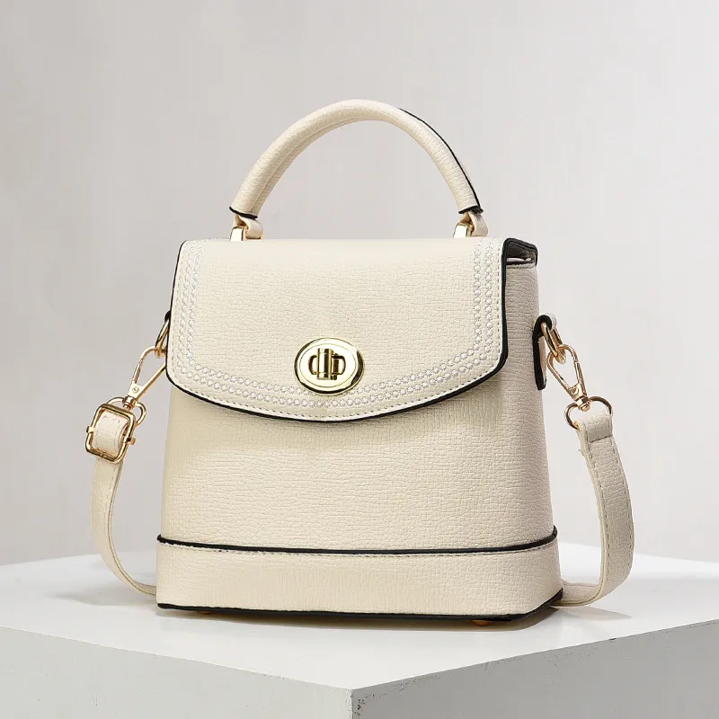 Color Block Small Square PU Leather Shoulder Bag For Women With Basic Style And Flip Cover Closure