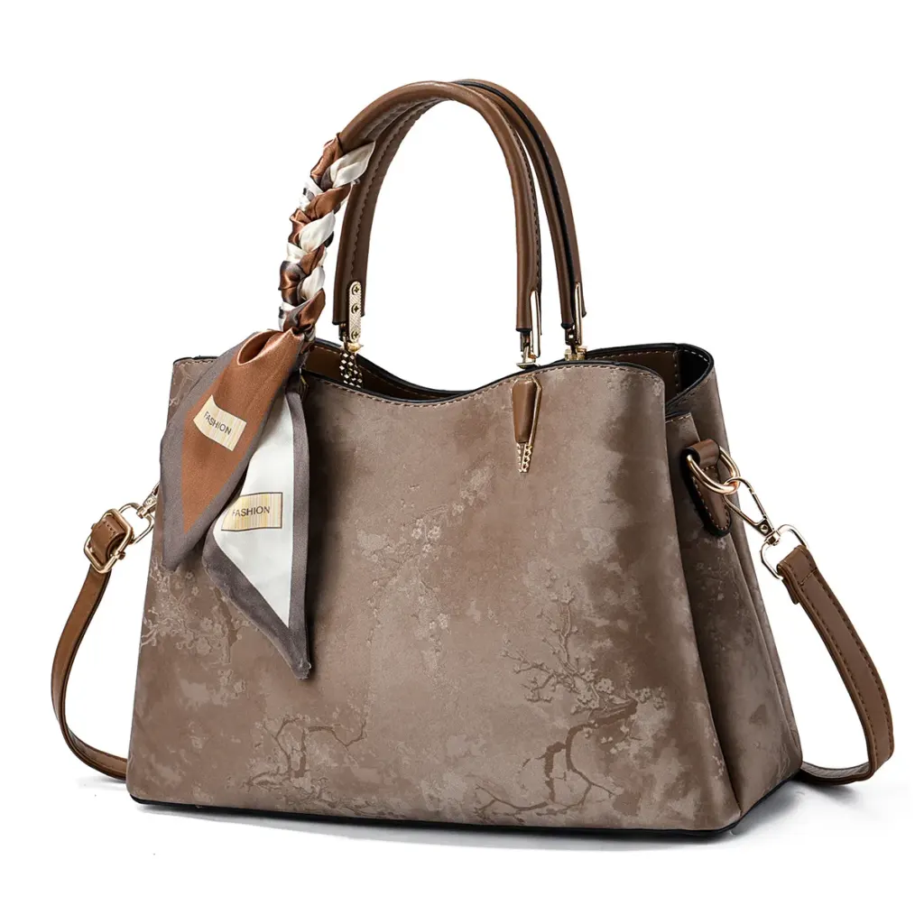 Ombre Square PU Leather Tote Bag For Women Featuring Sewing Thread Design