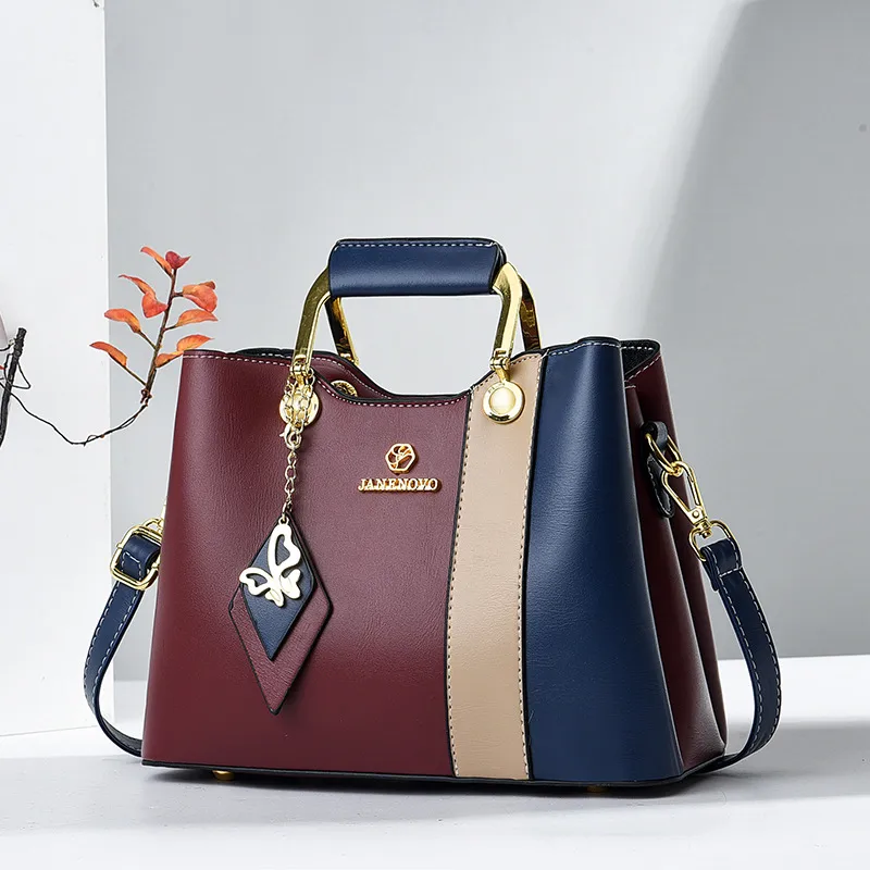 Women’s Color Block Square PU Leather Handbag With Single Shoulder Strap For Summer 2023