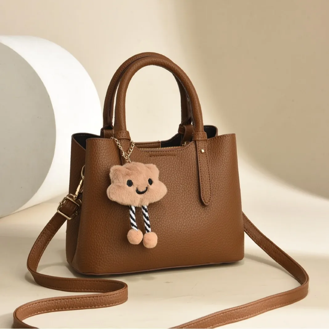 Women’s Square PU Leather Handbag With Sewing Thread Detail, Large Capacity, Single Shoulder Strap Main image