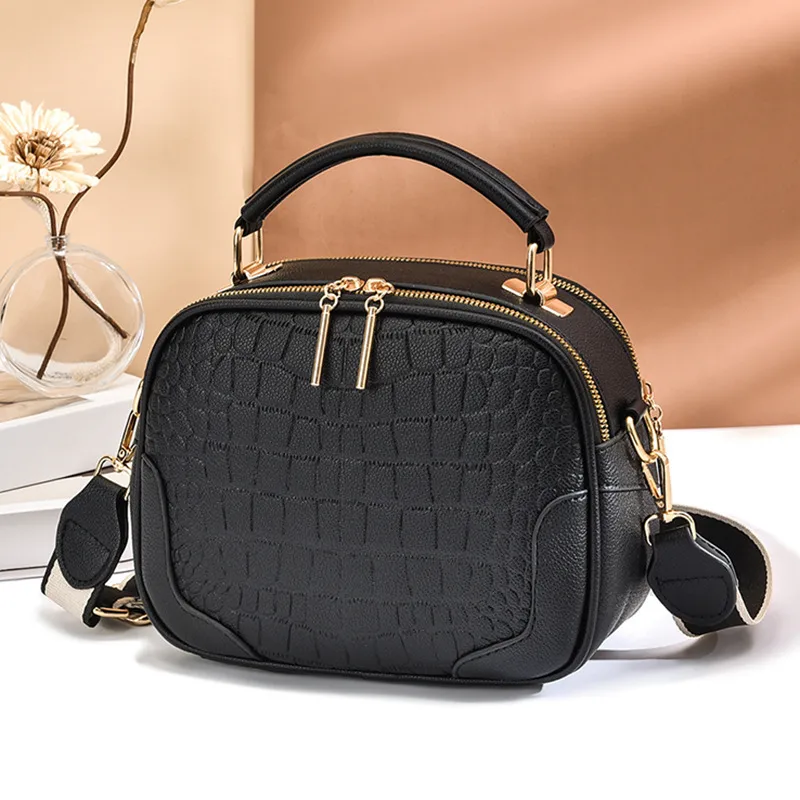 Elegant Solid Color Medium PU Leather Handbag For Women With Zipper Closure