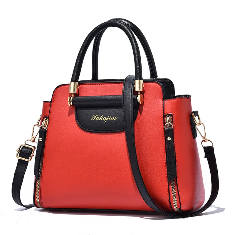 Large Solid Color PU Leather Crossbody Bag For Women With Zipper Closure In Retro European And American Style Main image