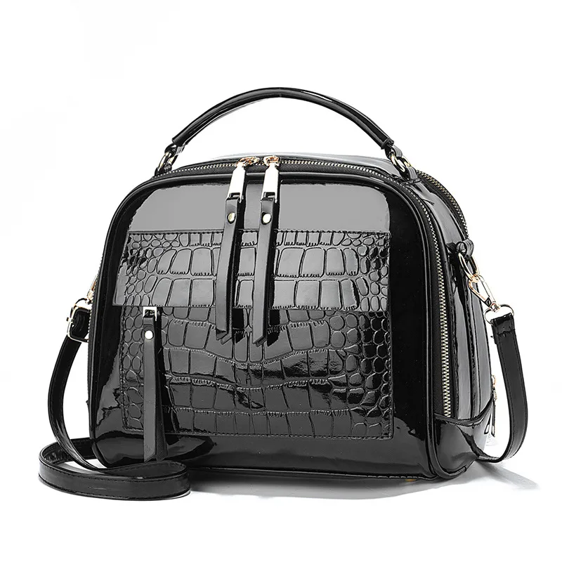 Crocodile Stitched Square Shoulder Bag