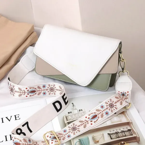 Embroidered Color Block Square Bag