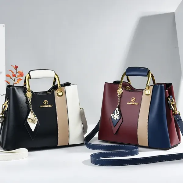 Women’s Color Block Square PU Leather Handbag With Single Shoulder Strap For Summer 2023