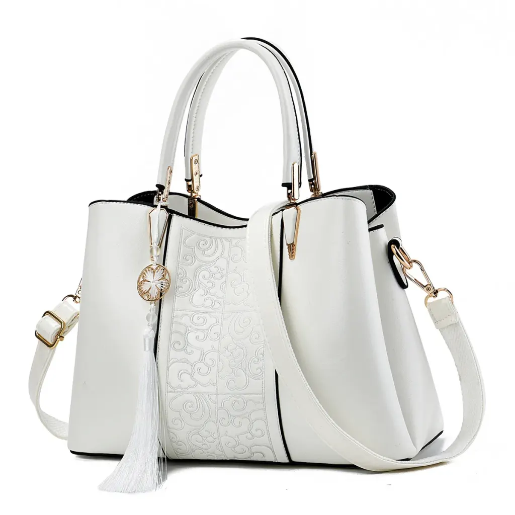Women’s Square Shoulder Bag With Embroidered Clouds Pattern In PU Leather