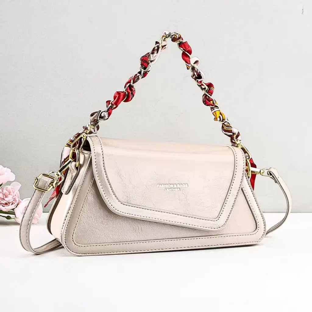 Square PU Leather Shoulder Bag For Women With Sewing Thread Detail, Single Shoulder Strap