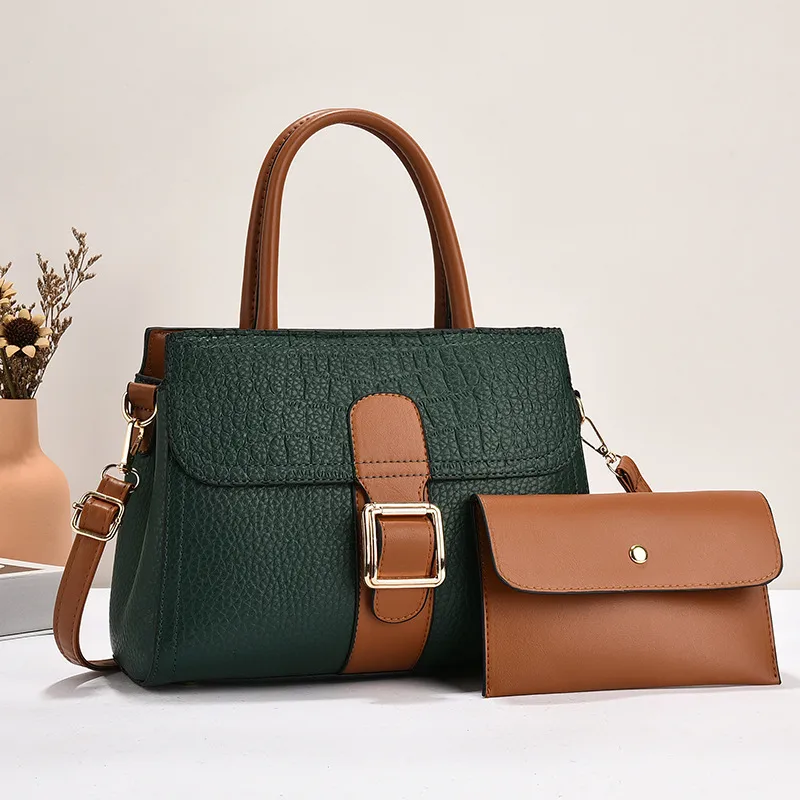 Multicolor Color Block Square PU Leather Bag Set For Women With Single Shoulder Strap