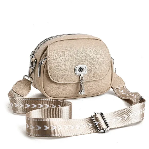 Round PU Leather Circle Bag For Women Featuring Sewing Thread Design With Single Shoulder Strap