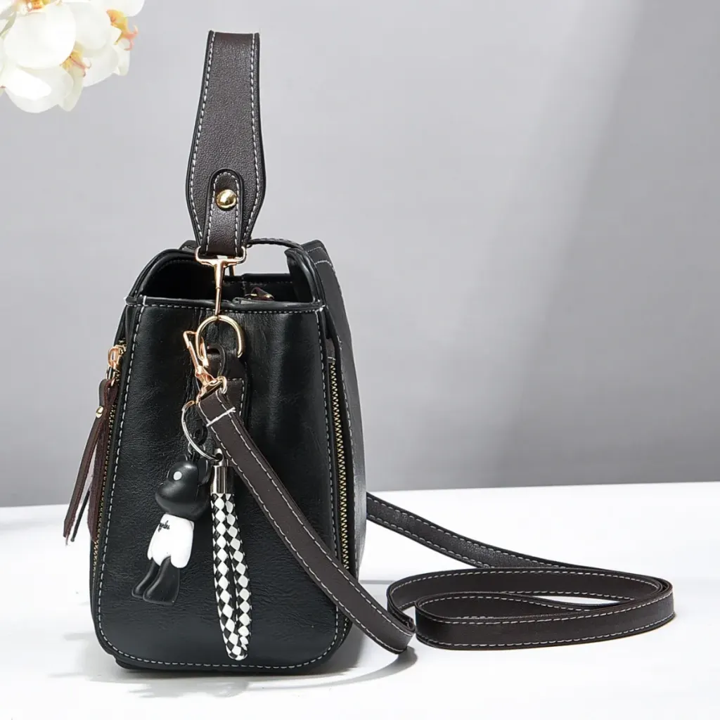 Women PU Leather Bucket Bag With Printing Pattern, Sling Strap