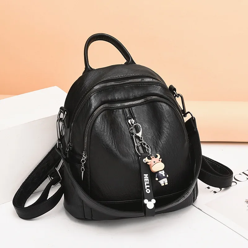 Women's Backpack Water Resistant With Sewing Thread Detail In Durable PU Material