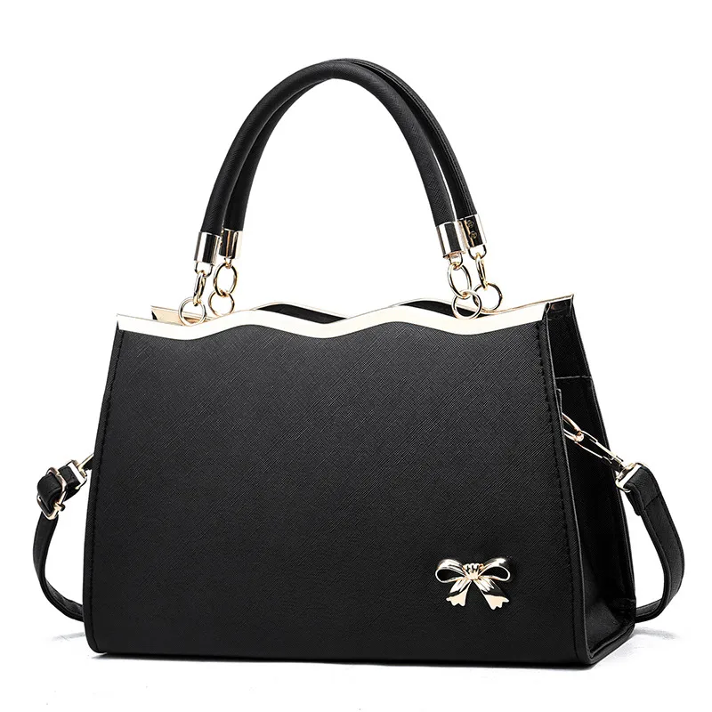 Large Color Block Basic Top Handle Bag For Women In PU Leather With Zipper Closure
