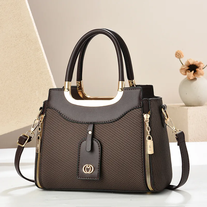 Women’s Square PU Leather Handbag With Top Handle Featuring Large Capacity And Elegant Ornament Design