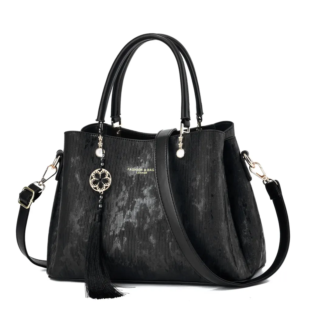 Solid Color Square PU Leather Tote Bag For Women Featuring Sewing Thread Design