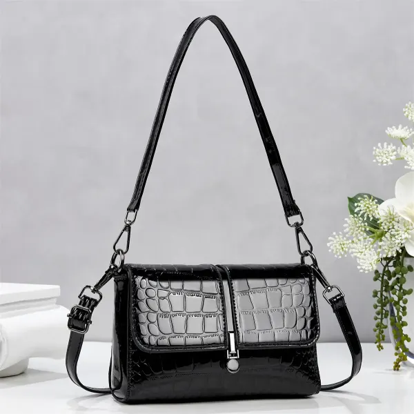 Women’s Crocodile Pattern Square Underarm Bag In PU Leather With Sewing Thread Detail