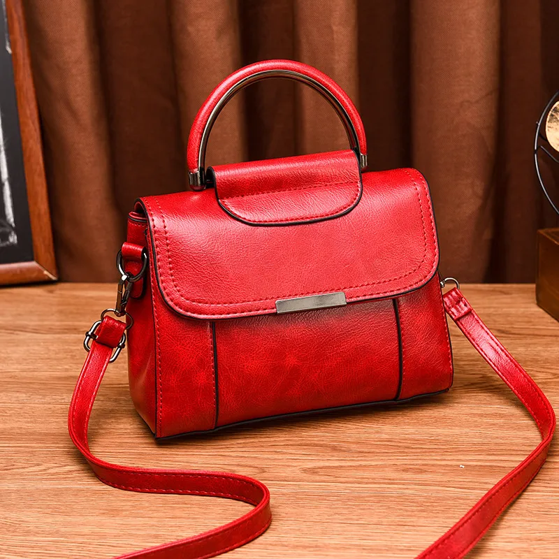 Solid Color Medium Square Women PU Leather Shoulder Bag With Flip Cover In Vintage European And American Style