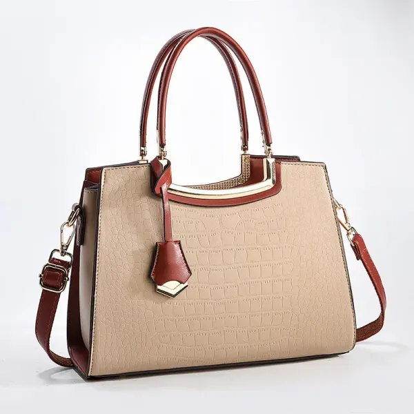 Medium Square PU Tote Bag For Women In Multicolor With Zipper Closure, Business Style Shoulder Bag