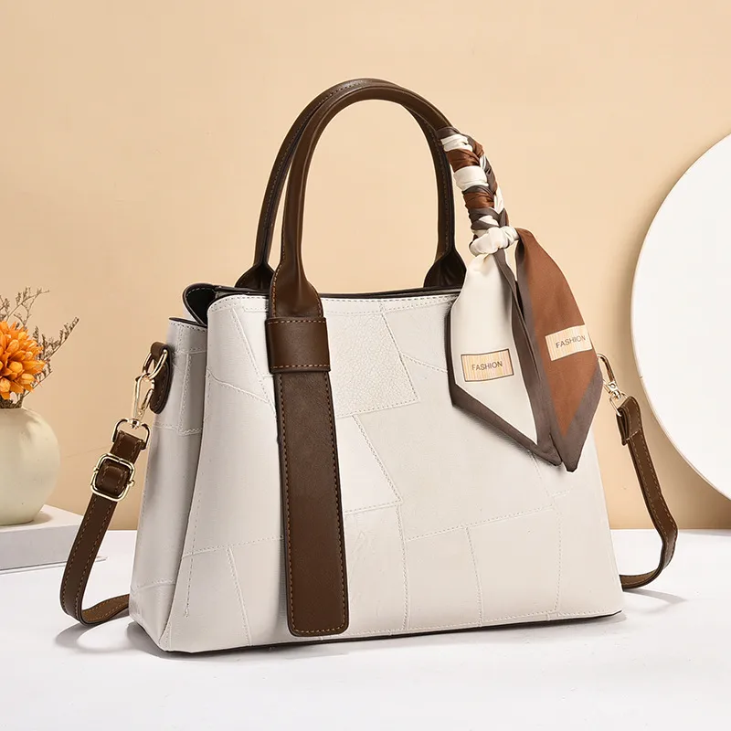 Multicolor Square PU Tote Bag For Women With Single Shoulder Strap
