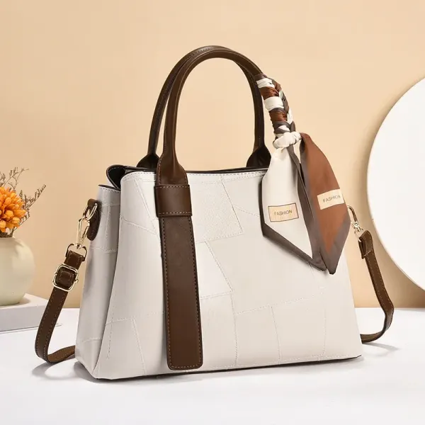 Multicolor Square PU Tote Bag For Women With Single Shoulder Strap