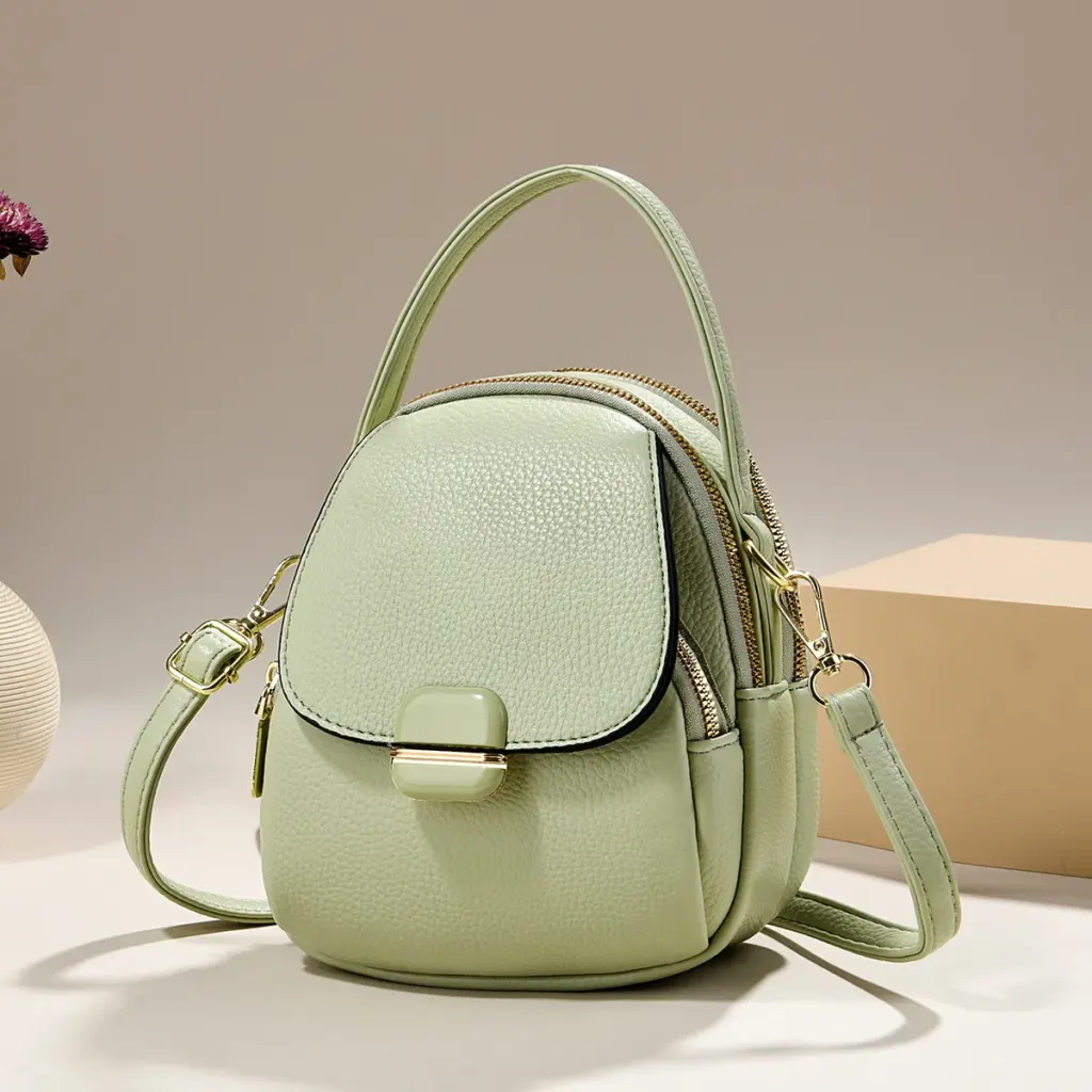 Oval PU Leather Handbag With Sewing Thread Detail, Portable Summer Top Handle Bag For Women