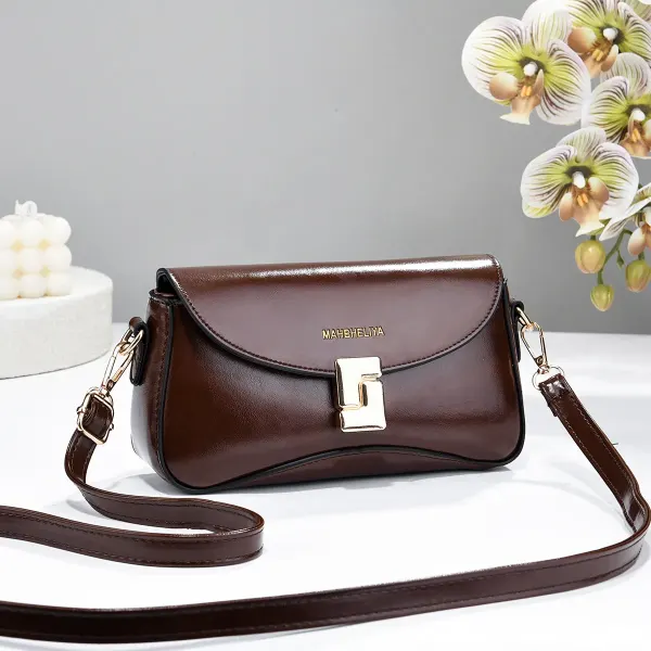 Square PU Leather Crossbody Bag For Women With Sewing Thread Detail, Single Shoulder Strap