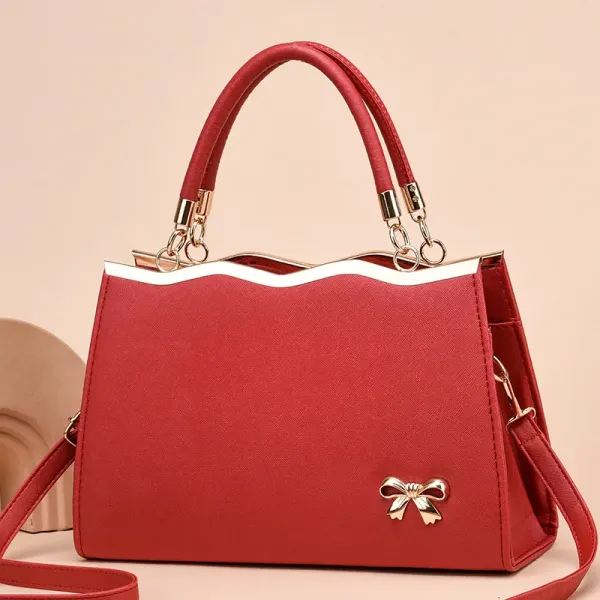 Large Color Block Basic Kelly Bag For Women In PU Leather With Zipper Closure
