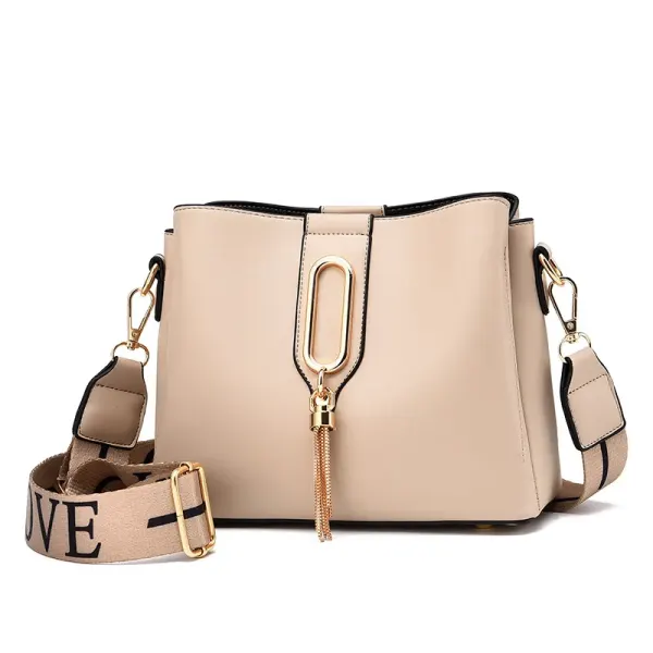 Fashion Solid Color PU Leather Women Shoulder Bag With Metal Button And Zipper Closure, Medium Size