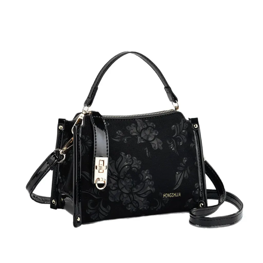 Women’s Square PU Leather Handbag With Sewing Thread Detail, Single Shoulder Strap