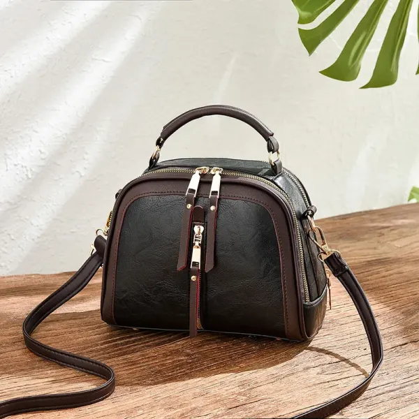 Oval PU Leather Crossbody Bag For Women With Sewing Thread Detail, Featuring Sling Strap