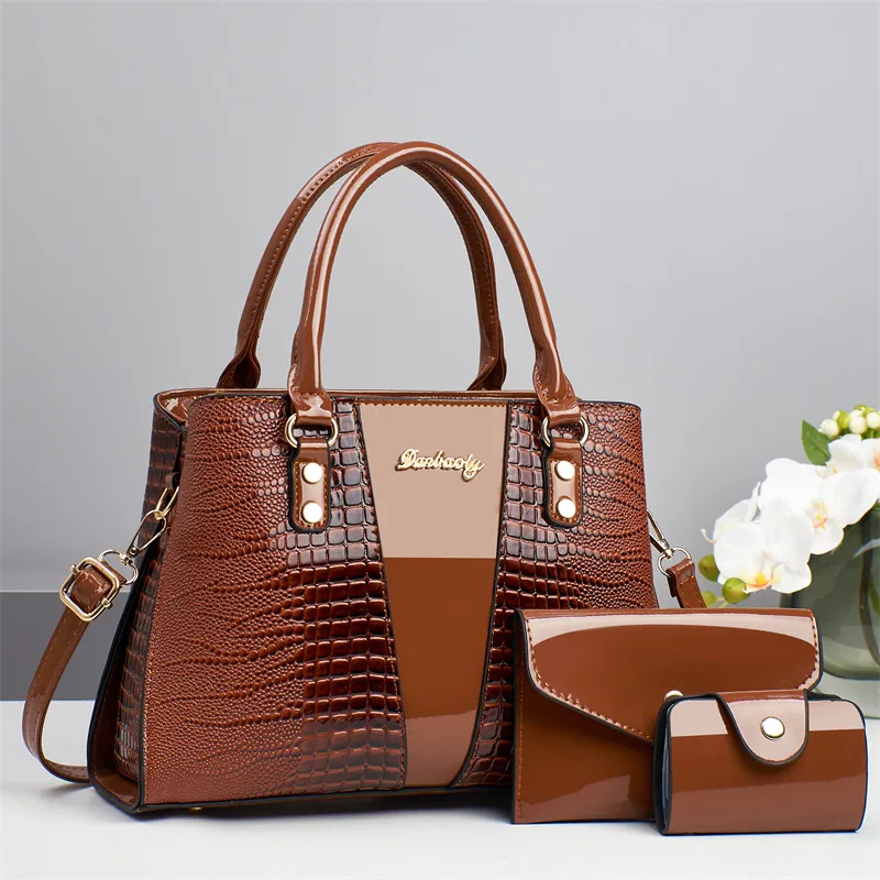 Square PU Bag Set With Crocodile Fashion Element Featuring Single Shoulder Strap For Women Main image