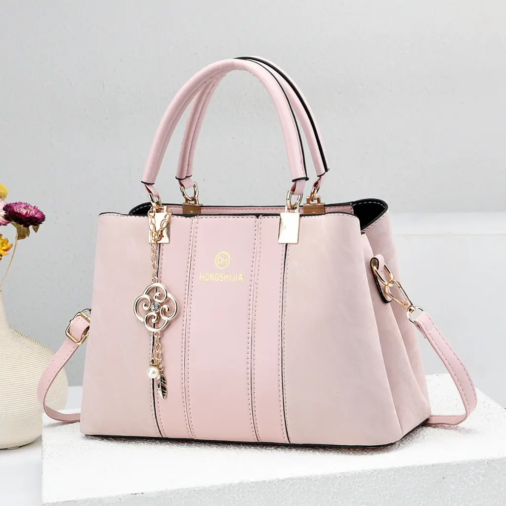 Women’s Square Splicing Handbag In PU Leather With Sewing Thread Detail, Top Handle Style For 2026 Spring And Summer