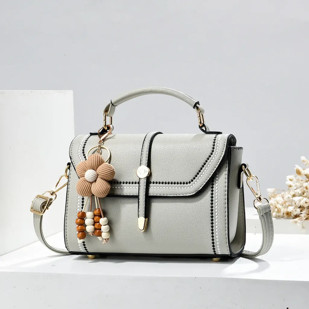 Women’s Square Bag In PU Leather Featuring Sewing Thread Design With Top Handle, Stylish Small Square Bag