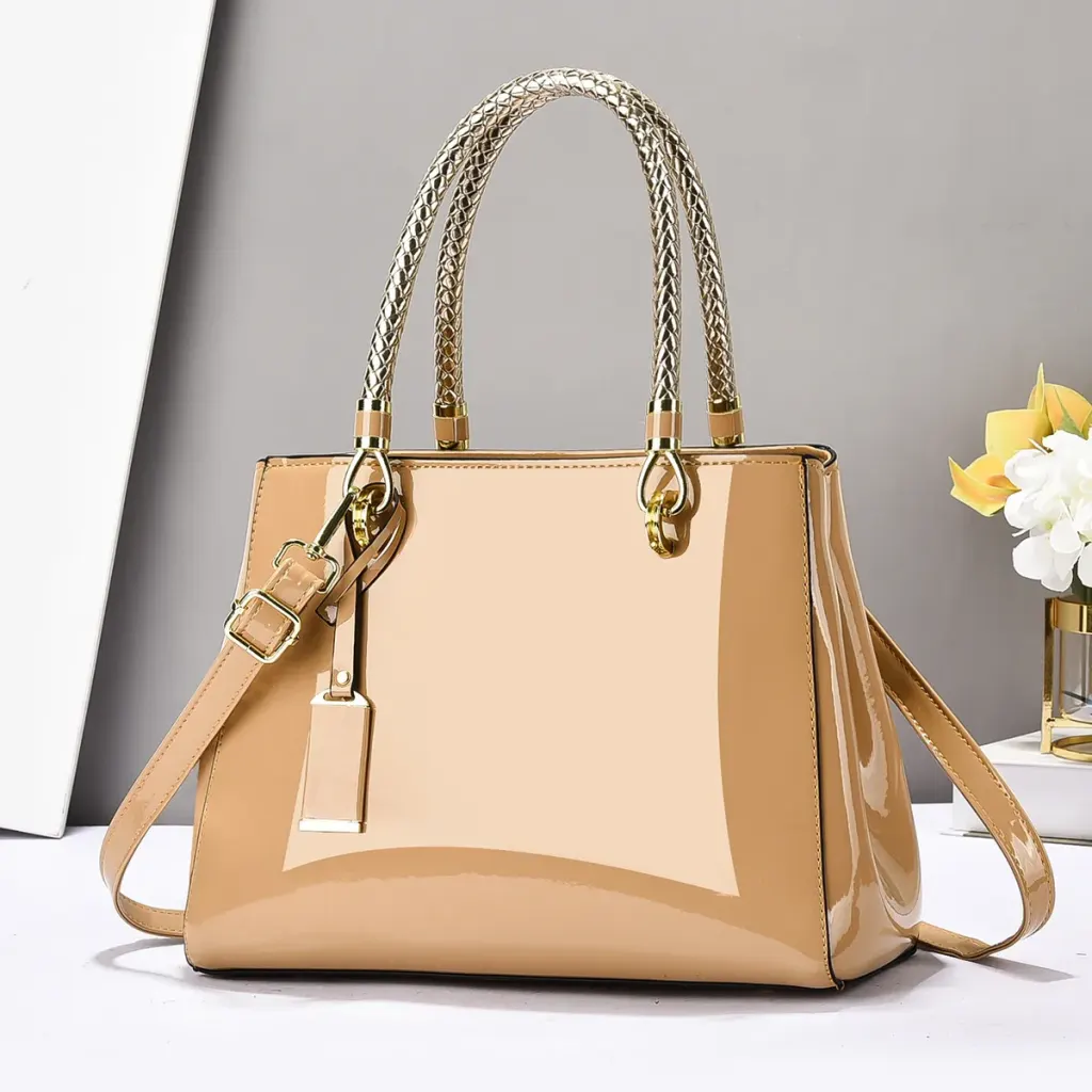 Square PU Leather Shoulder Bag With Sewing Thread Detail, Large Capacity, Single Shoulder Strap