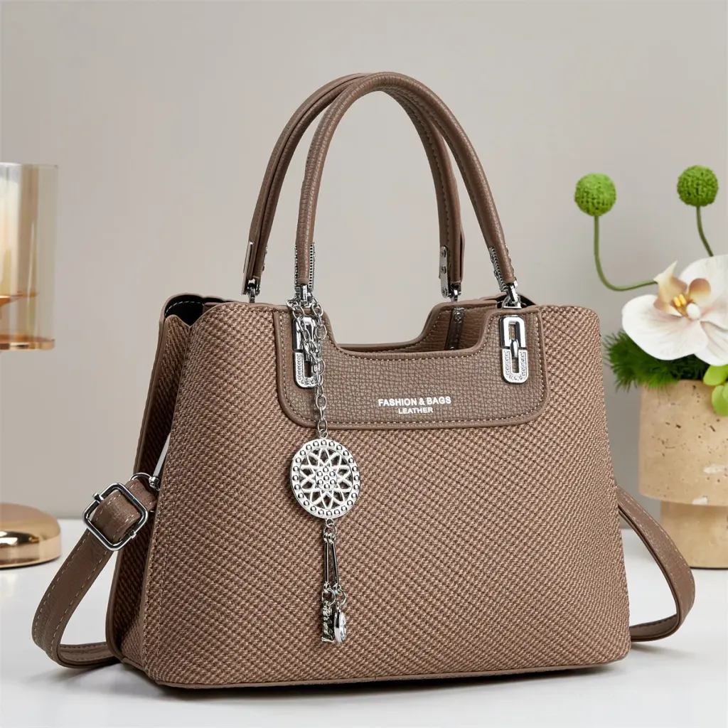 Square PU Leather Shoulder Bag For Women Featuring Sewing Thread Detail And Single Shoulder Strap