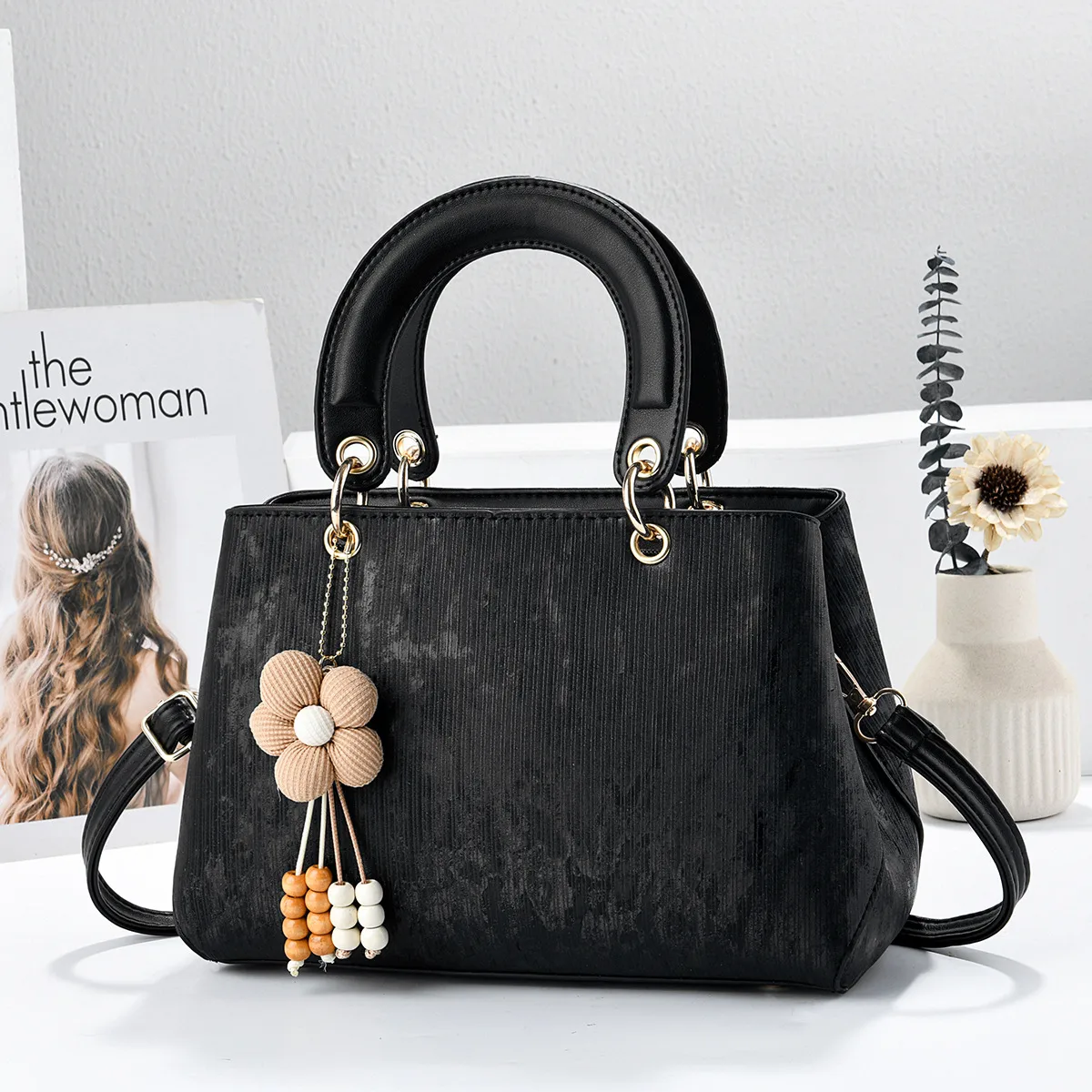 Color Block Square PU Leather Tote Bag For Women With Top Handle