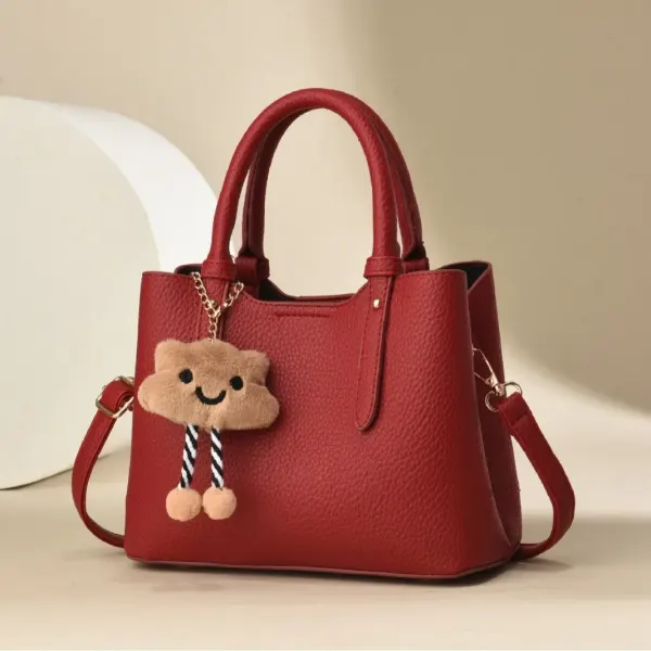 Women’s Square PU Leather Handbag With Sewing Thread Detail, Large Capacity, Single Shoulder Strap