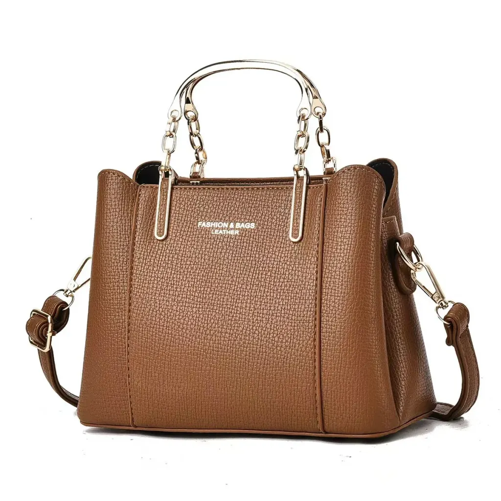 Square PU Leather Shoulder Bag For Women In Solid Color With Sewing Thread Accent And Top Handle