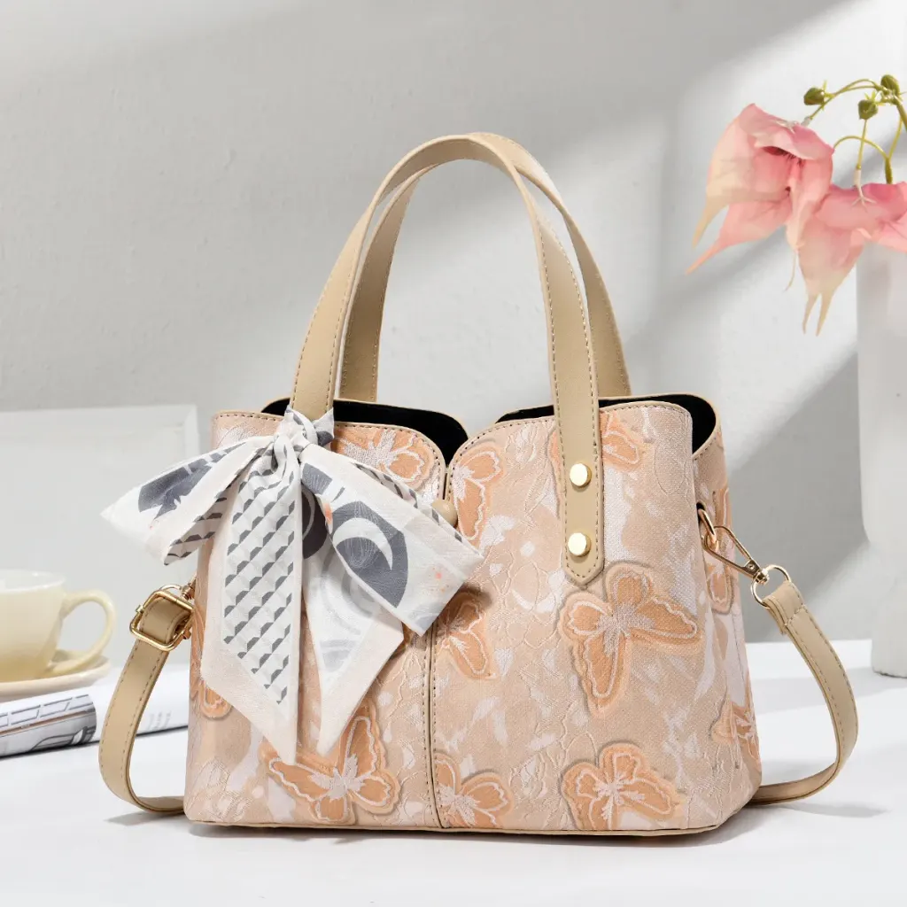 Butterfly Square PU Leather Tote Bag With Sewing Thread Detail, Top Handle Design For Spring And Summer
