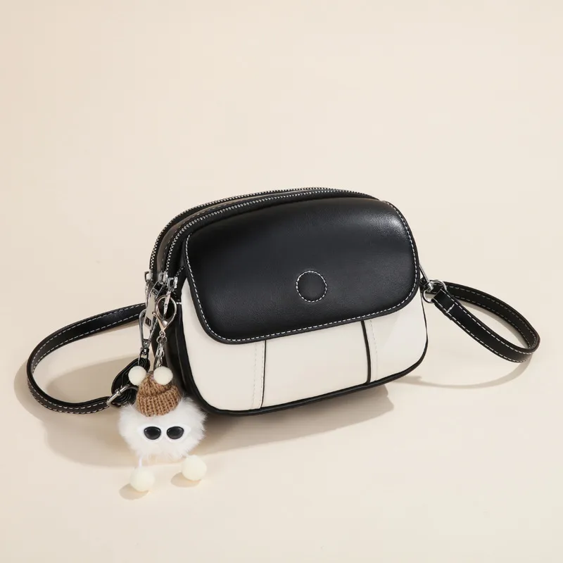 Color Block Round Shoulder Bag