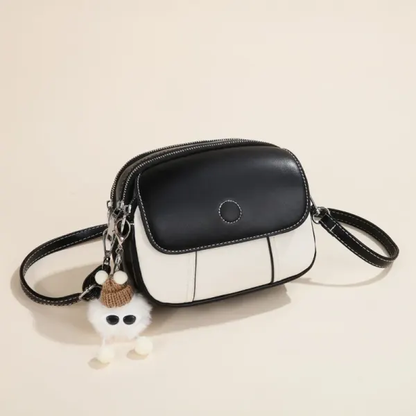 Color Block Round Shoulder Bag