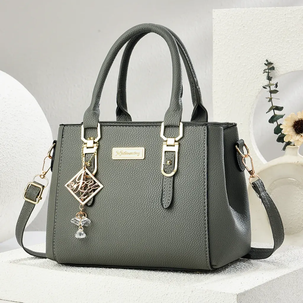 Women’s Square PU Tote Bag With Sewing Thread Detail, Single Shoulder Strap