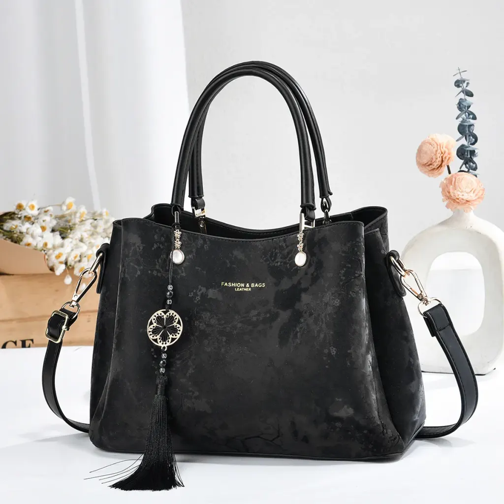 Solid Color Square PU Leather Tote Bag For Women Featuring Sewing Thread Design