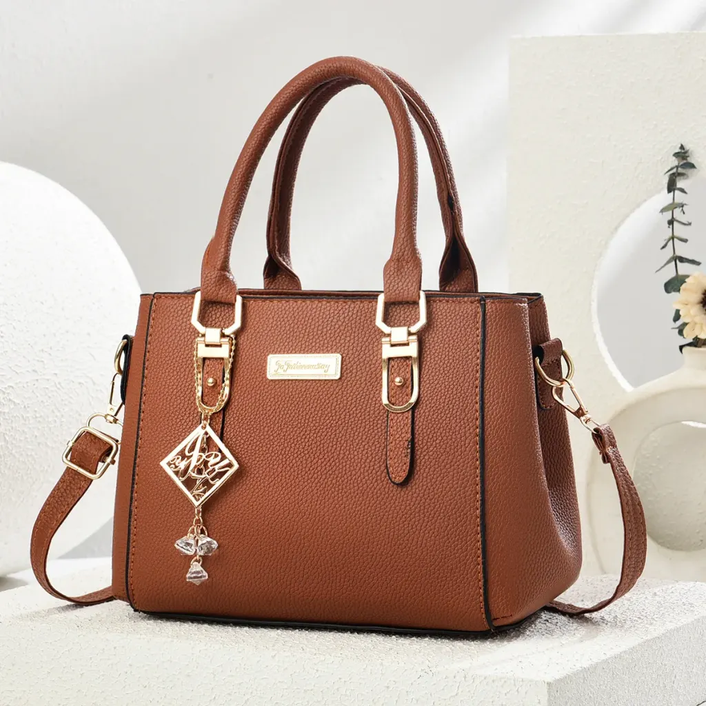 Women’s Square PU Tote Bag With Sewing Thread Detail, Single Shoulder Strap