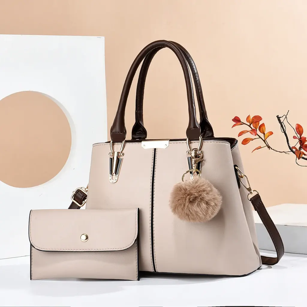 Elegant Solid Color PU Leather Shoulder Bag For Women With Sewing Thread Detail And Zipper Closure