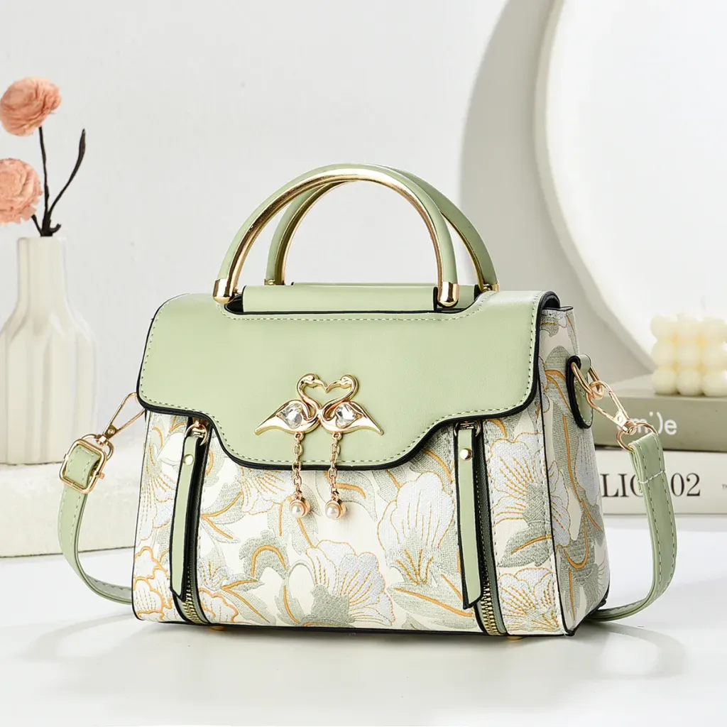 Women’s Color Block Square Handbag In PU Leather With Sewing Thread Detail